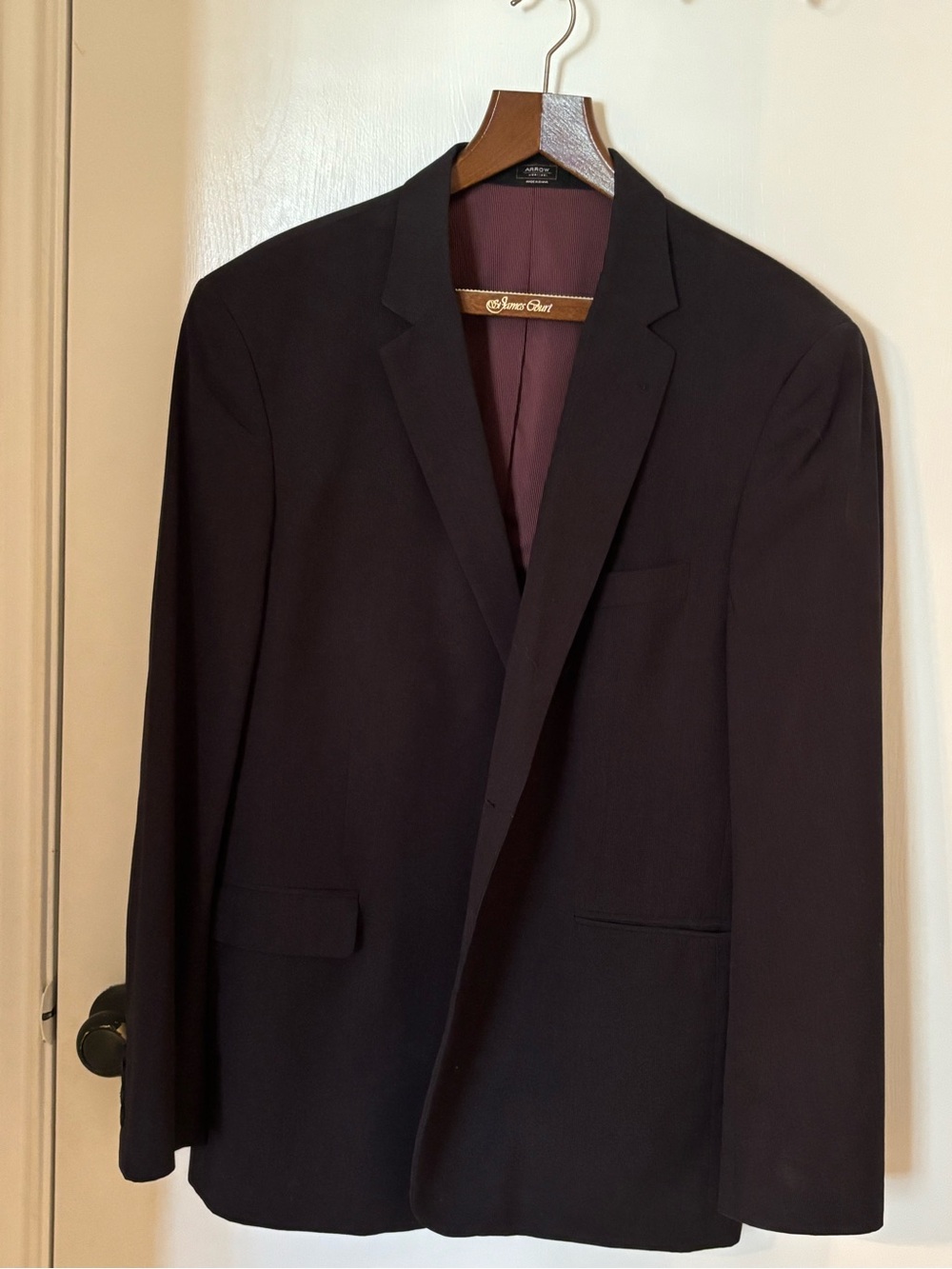 Arrow Men's Black Blazer with Burgundy Lining